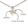 4 Person Heart Necklace in Solid Sterling Silver