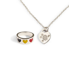  Heart Necklace and Ring Set in Silver